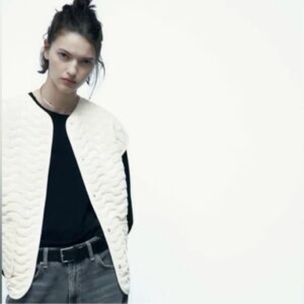 Zara Cream Quilted Vest